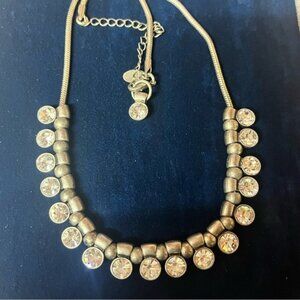 Lia Sophia Silver Tone Necklace Round Zirconia Stones